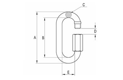 Mosquetão Oval com Trava Rosca Inox